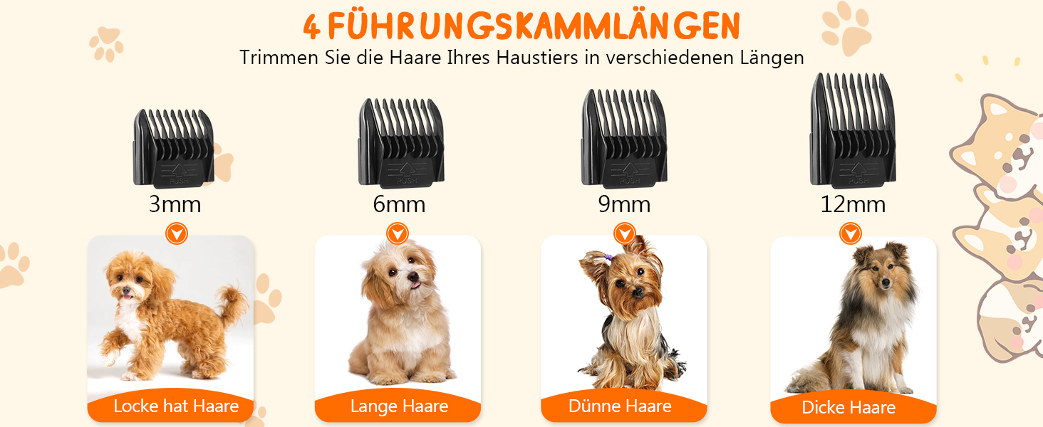 Машинка для стрижки собак та котів YAZ EKY Profi Leise – професійна тиха машинка з 4 насадками, 6500 RPM, для тіла, обличчя, вух та лап, золота