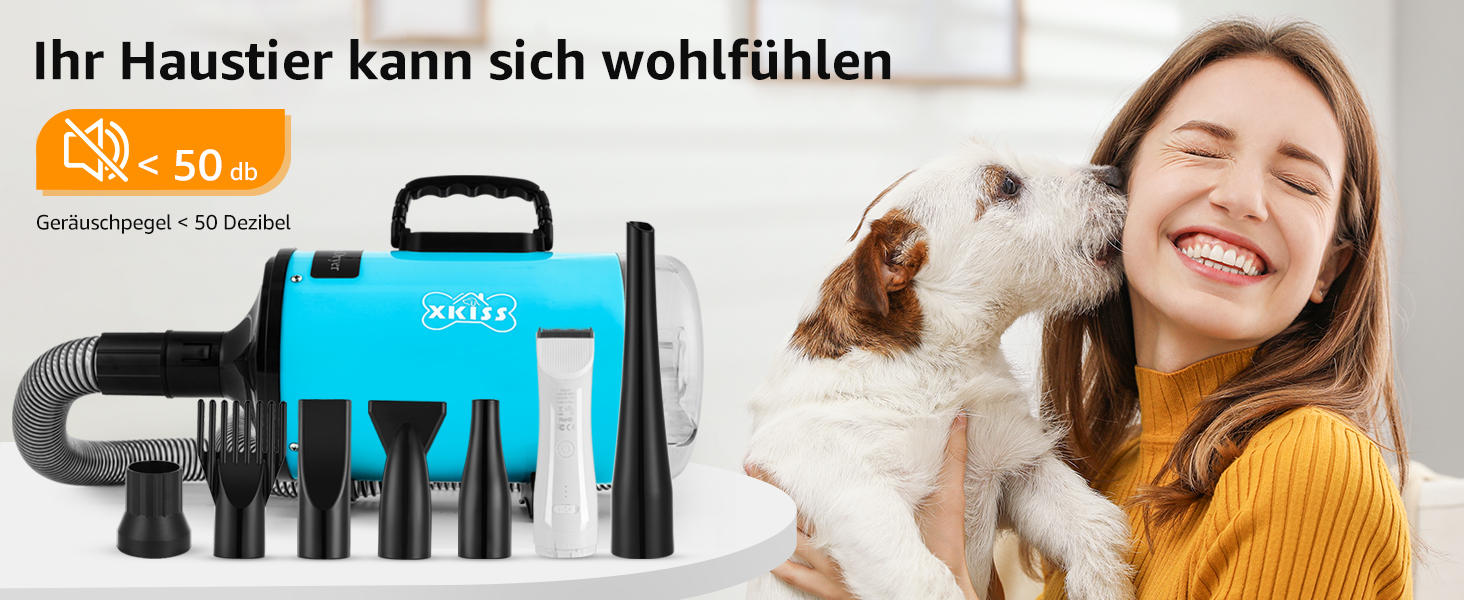 XKISS 2800W Професійний набір для догляду за тваринами 6 в 1: фен, машинка для стрижки шерсті, пилосос для шерсті