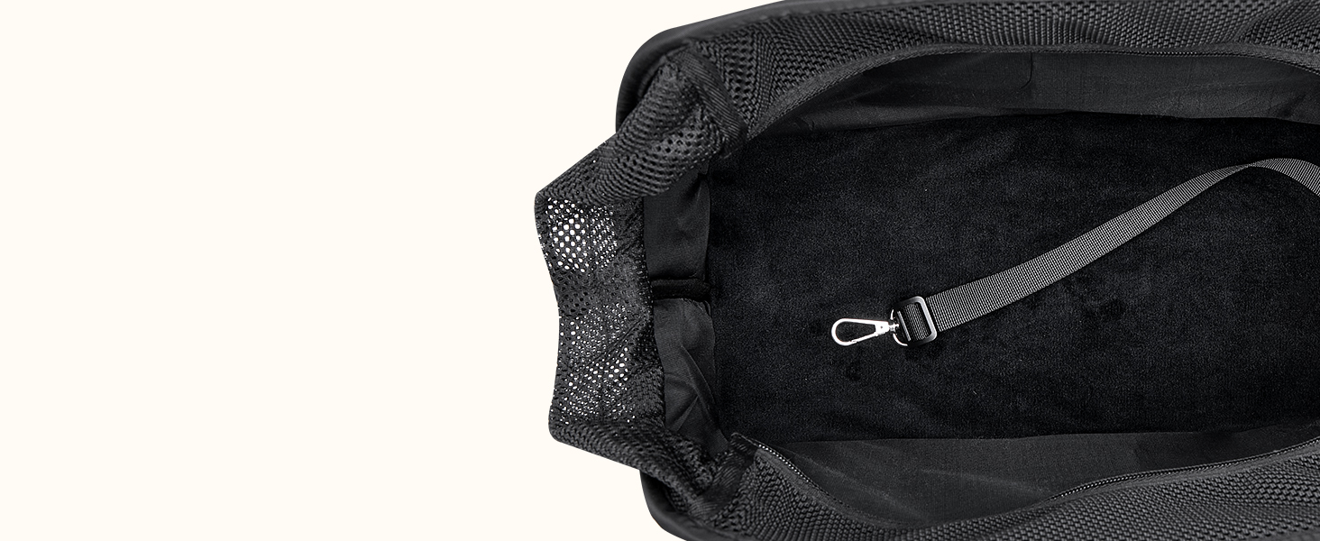 Сумка-переноска для собак SlowTon - для маленьких собак та кошенят до 5.5 кг, чорна, з сумкою та безпечною лінією