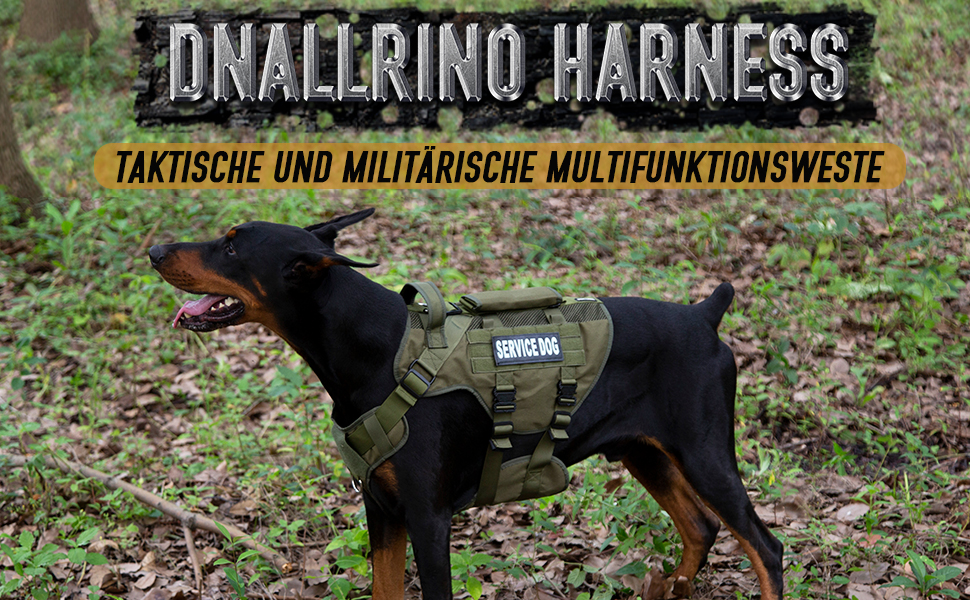 Тактичне обіднє для собак DNALLRINO, підйомне обіднє для середніх та великих собак, Air Mesh регульоване обіднє для службових собак з металевою застібкою 39g для тренувань, прогулянок, зелений, M (обхват шиї: 36-53см, обхват грудей: 50-74см)