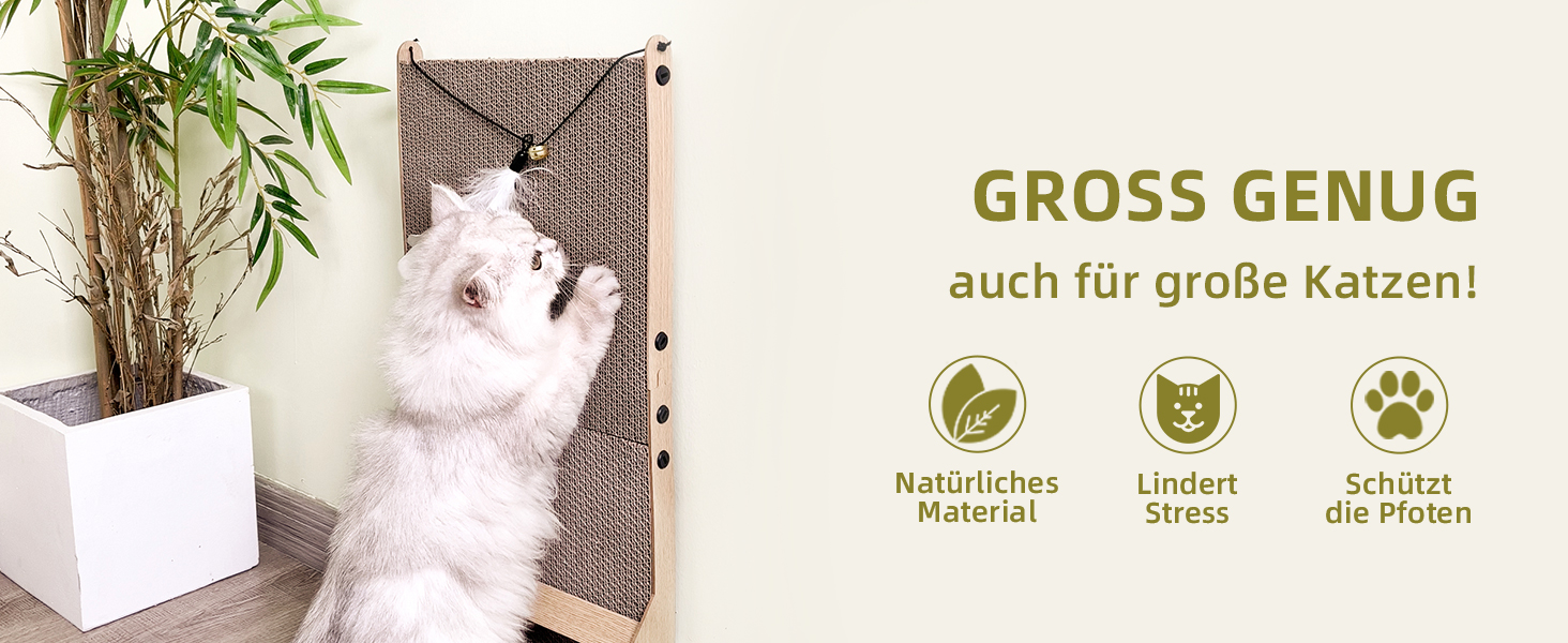 Котячий когтетоп з картону Mora Pets: великий, L-подібний, з іграшкою, 59 см