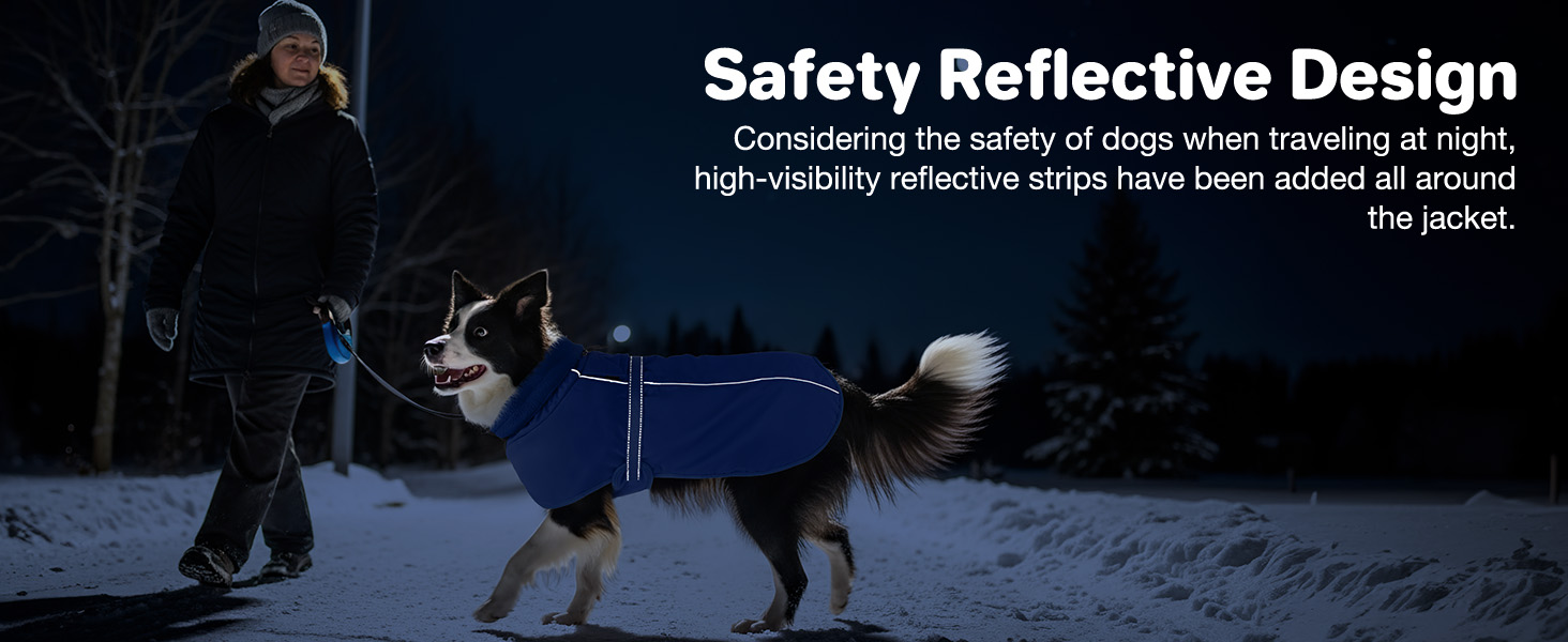 Водонепроникний зимовий теплий одяг для собак - тепла куртка з флісовою підкладкою та високим коміром, чорна, для середніх та великих порід