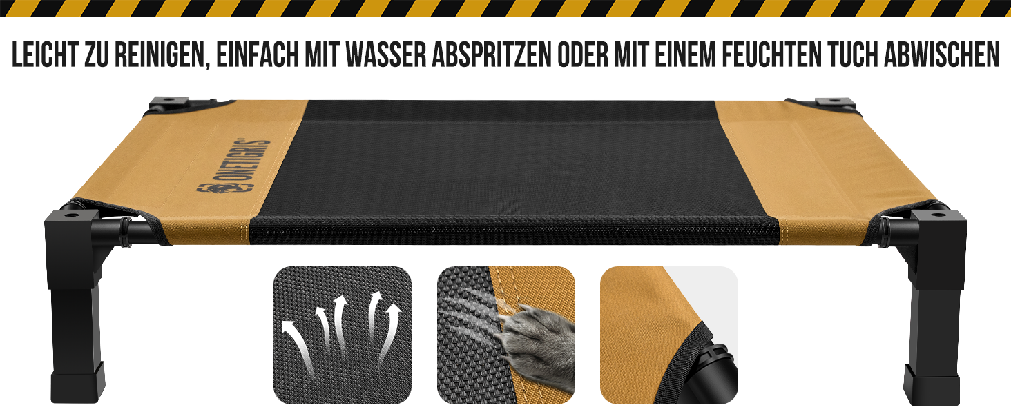 OneTigris лежанка для собак, піднята лежанка 130x91 см, висота 23 см, проста збірка, дихаюча, довговічна, легко миється, підходить для дому, двору, вулиці - коричнева L