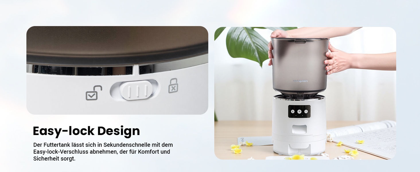 Автомат годівниці для котів з APP та таймером, 6 л / 25 чашок, 3 миски, 3 пакети силікагелю, система проти застрягання, 2.4G WiFi, 10-секундна голосова зйомка, годівниця для котів та собак (білий)