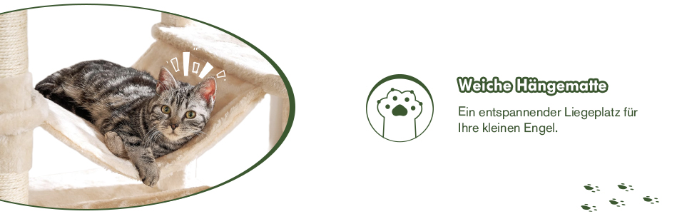 Декілька рівнів, гамак та кошики: кігтеточка MUTICOR для великих котів, 168 см, бежева