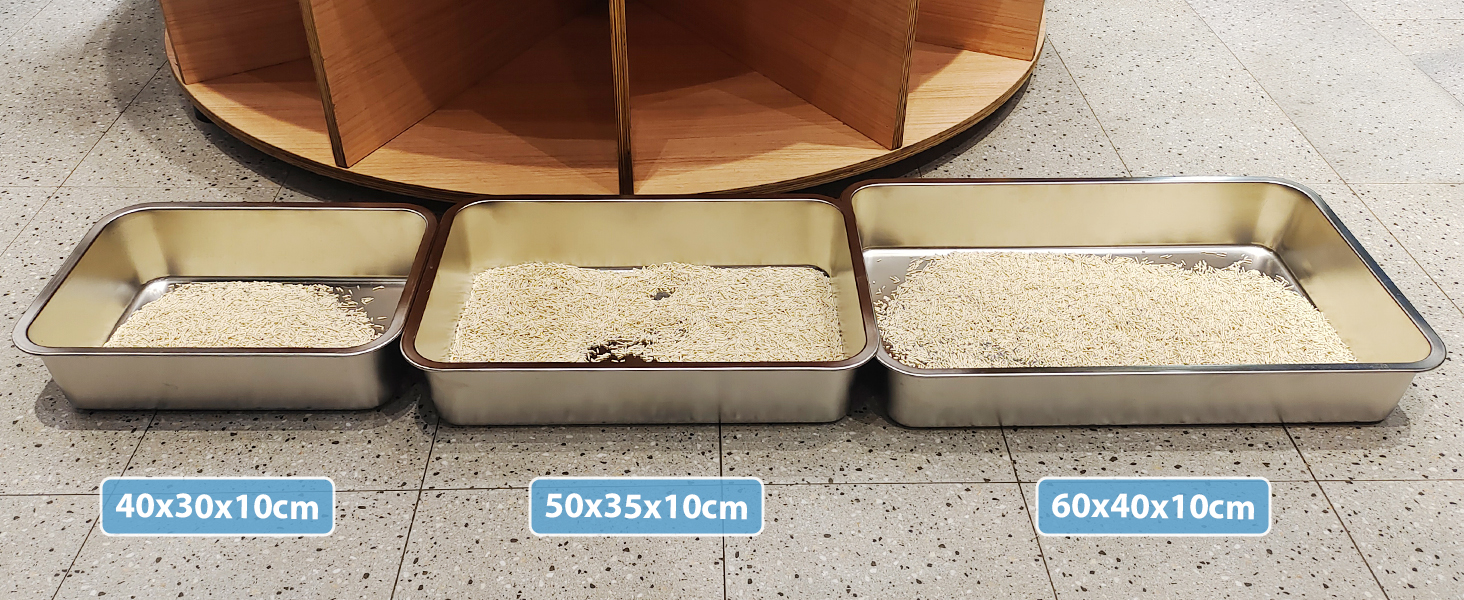 IKITCHEN Великий лоток для котів з нержавіючої сталі (50x35x20 см), туалет для котів та кроликів, без запаху, без плям, антикорозійний, з гладкою поверхнею та антиковзким гумовим дном