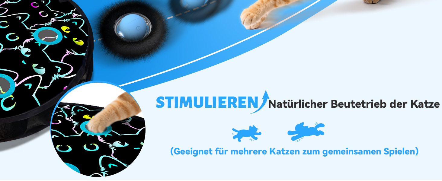 Іграшка для котів GoldenSun: м'ячик з дзижчанням, мишки на килимку, 5-дірковий хованки, блакитний колір