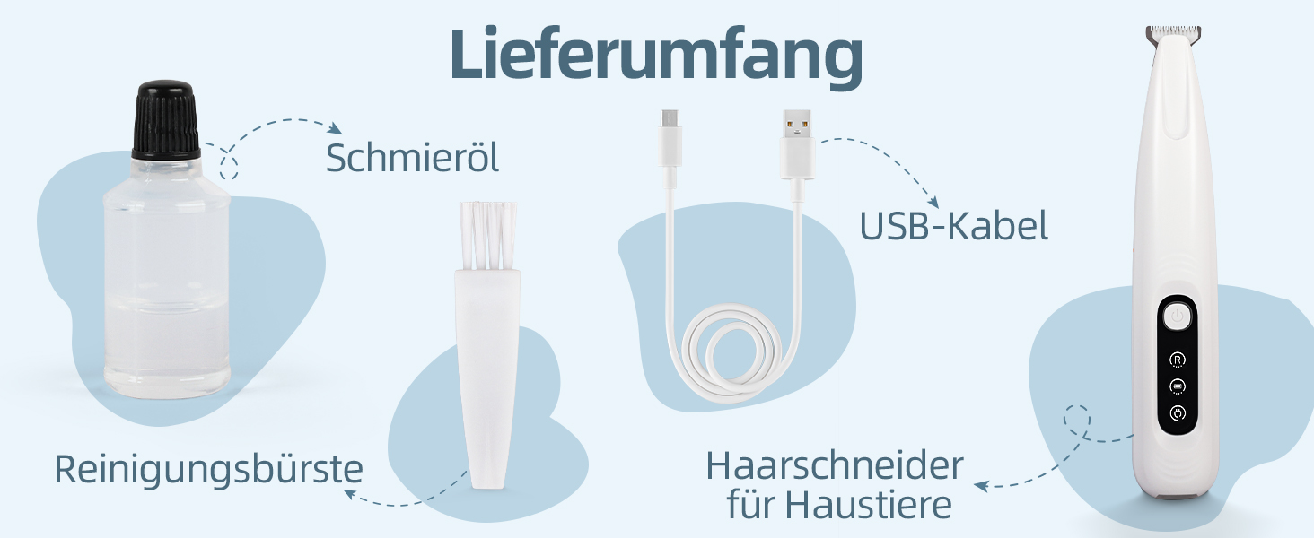 Триммер для собак ALL FOR PAWS з LED-підсвічуванням – 18 мм, тихий (35 дБ), вологостійкий (IPX4), USB, для стрижки лап, вух, обличчя та задньої частини тіла