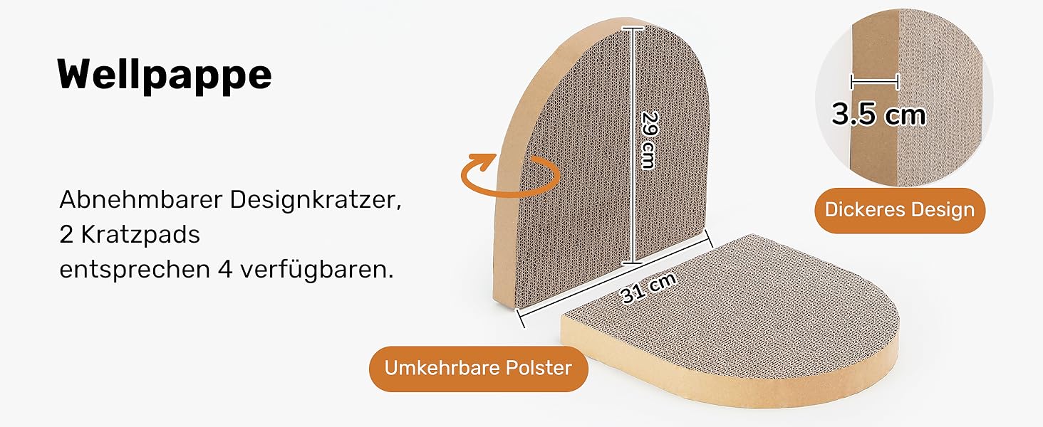 Кразборт для котів FUKUMARU, 61 см, крафтовий, у формі дивану, з круглими накладками, сірий