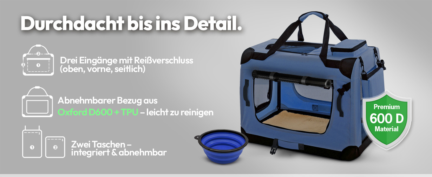 PET VIOLET Транспортна переноска для собак та котів – складана, міцна, сіра, 50x34x36 см