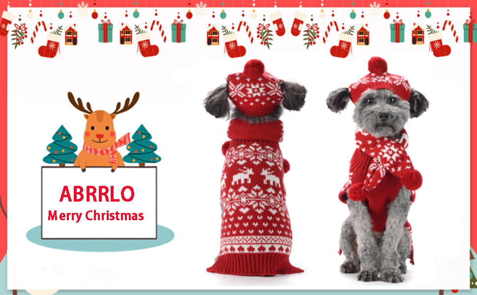 Святковий новорічний пуловер для собак Schalmütze Set, теплий зимовий костюм для тварин (S, червоний)