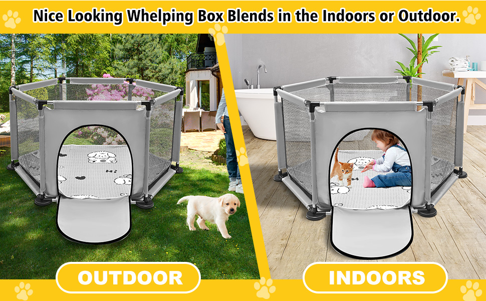 Квадратна переноска для цуценят, ігровий центр, матрац для собак, 122 x 65 см (сірий). Підходить для великих та малих порід.