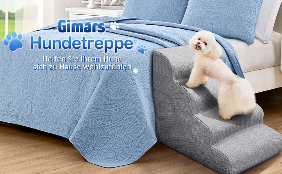 Сходинки для собак Gimars: широкі, міцні, з антиковзким покриттям, для малих та середніх собак, 4 сходинки, сірий колір, знімний чохол