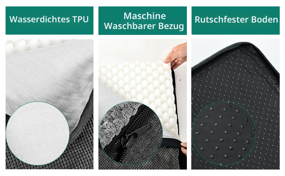 Кіжне ліжко YITAHOME для собак - 76x51 см, знімний чохол, килимок для собак, миється, не слизьке, сірий 76x51x7.5 см (Д x Ш x В)