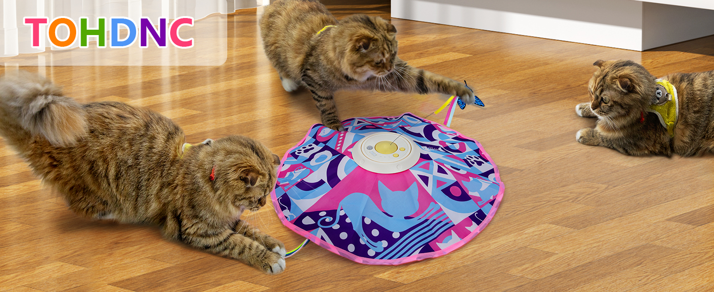 Автоматична іграшка для кота TOHDNC 3-в-1: ховається та шукає, з блискучим метеликом та рухомою пір'ям. Інтерактивна іграшка для кошенят та дорослих котів всіх порід