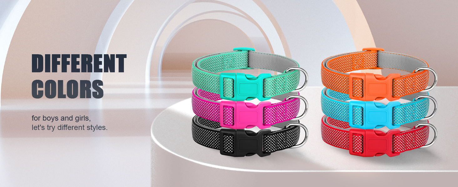 Відбиваючий нашийник для собак Didog з пряжкою, регульований, м'який неопрен, з підкладкою, нейлон, для маленьких, середніх та великих собак, чорний, L: обхват шиї 33-56 см, чорний