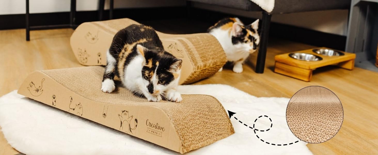 Котяче дряпальний борд | Дряпка з гофрокартону | Натуральні дряпальні дошки для котів | Міцні дряпальні меблі для котів | 2в1 котячий будиночок + дряпальний борд | Якісний картон | Великий розмір (57 x 21 x 20 см)