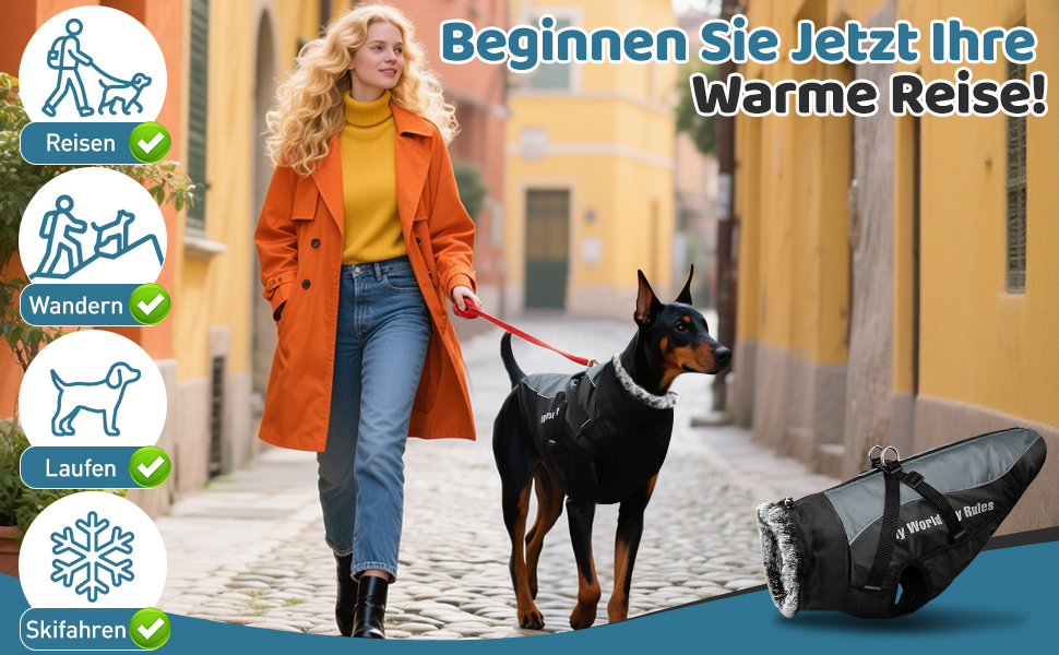 Зимовий теплий куртка для собак, водонепроникний, з кріпленням для повідка, для середніх собак (2XL)