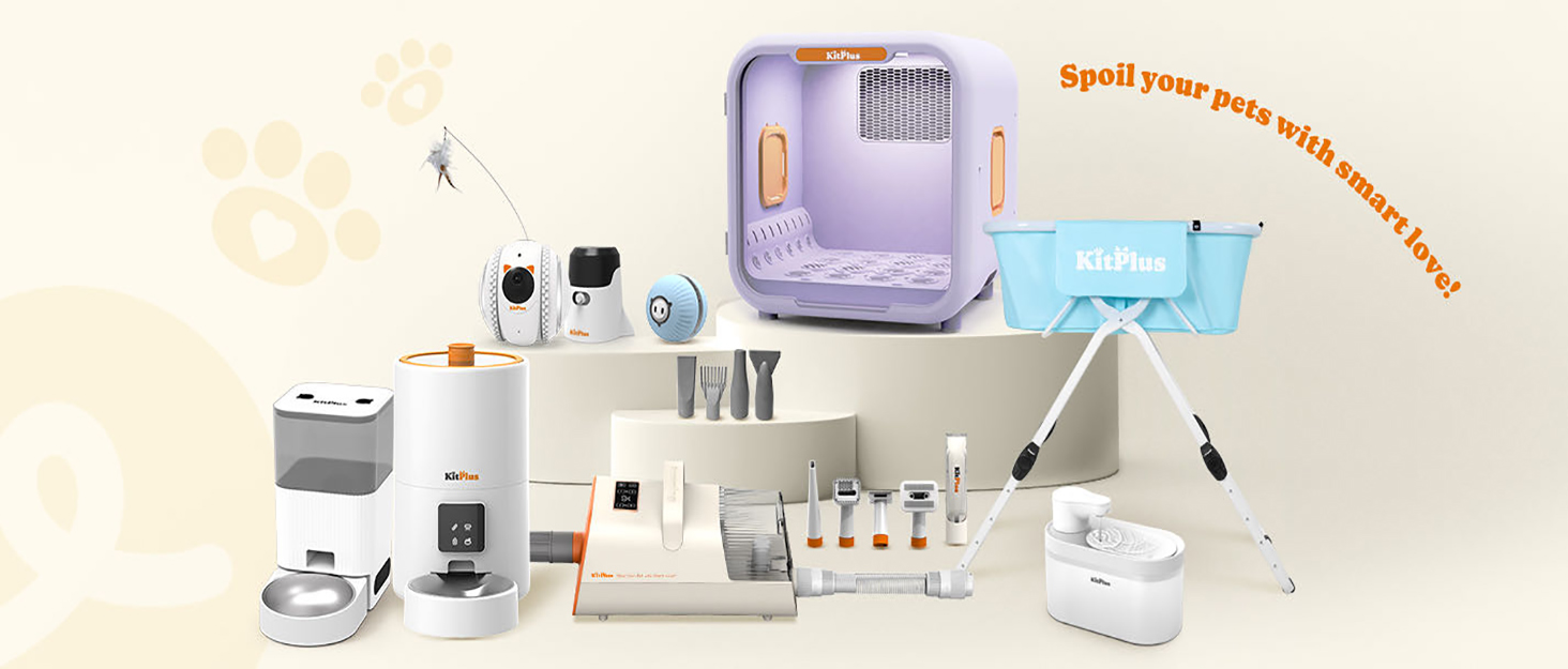 Набір для грумінгу собак Kitplus: машинка для стрижки, пилосос для шерсті, 8 інструментів, чорний & білий.