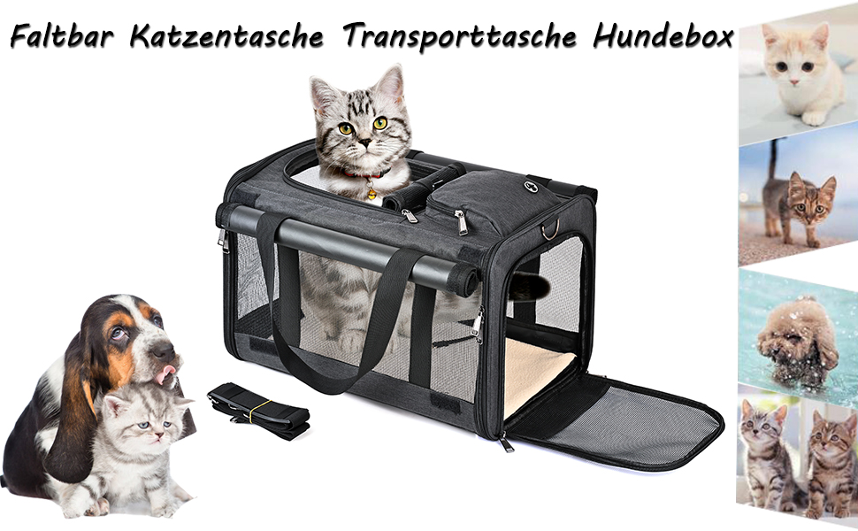 Транспортна переноска для собак та котів (складний бокс) - чорна