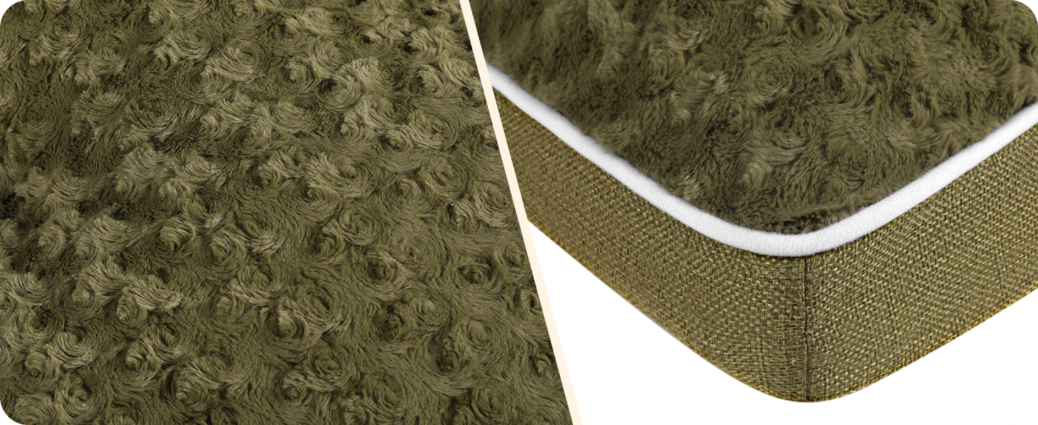 Ортопедичне ліжко для собак, матрац для собак з двоярусним дизайном, миється, знімний кошик для собак, 90 см для собак маленьких та середніх порід (89 x 59 x 10 см, оливковий)