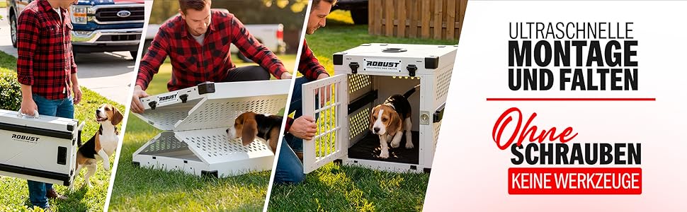 Міцна переносна клітка для собак Robusta, автомобільна Fatbar для різних порід – легка алюмінієва клітка з посиленими кутами | Переноска для собак, багажник для дому, автомобіля, прогулянок та подорожей (Білий, M)