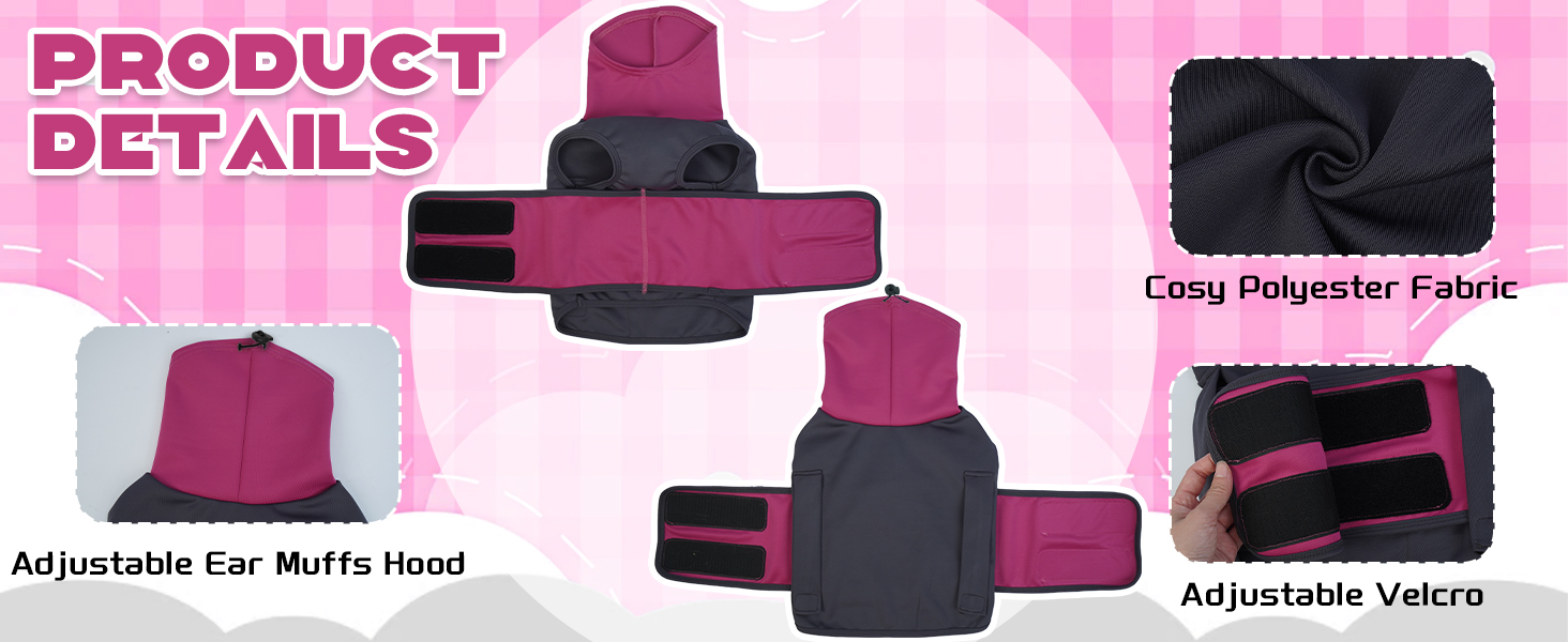 Теплий жилет для собак від страху феєрверків з високим коміром, захист вух, для маленьких собак, жилет-пуловер, колір фіолетовий (XS)