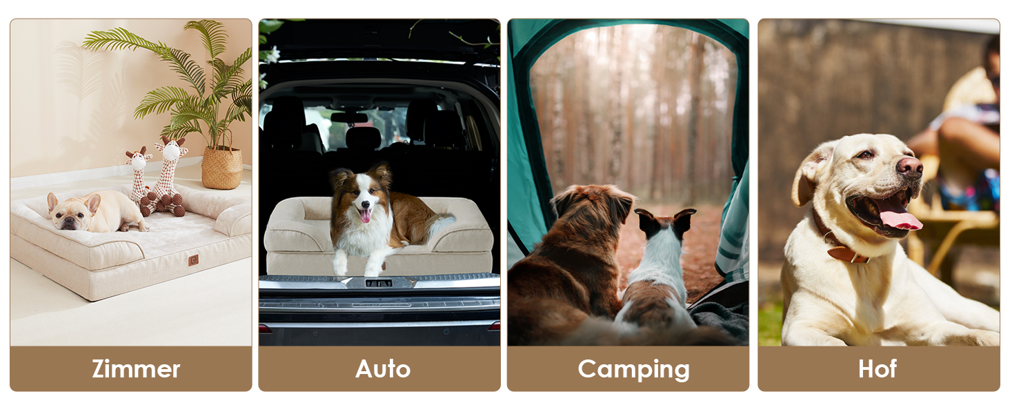 Ортопедичне ліжко для собак EHEYCIGA, 89x56 см, Memory Foam, для середніх та маленьких собак, вологостійке, з високим бортиком, бежеве