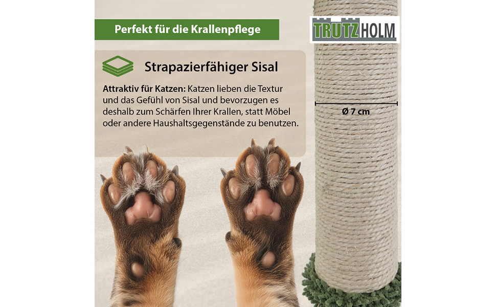 Кігтеточка TRUTZHOLM з м'яким покриттям: кігтеточка для котів з міцного сизалю, 85 см
