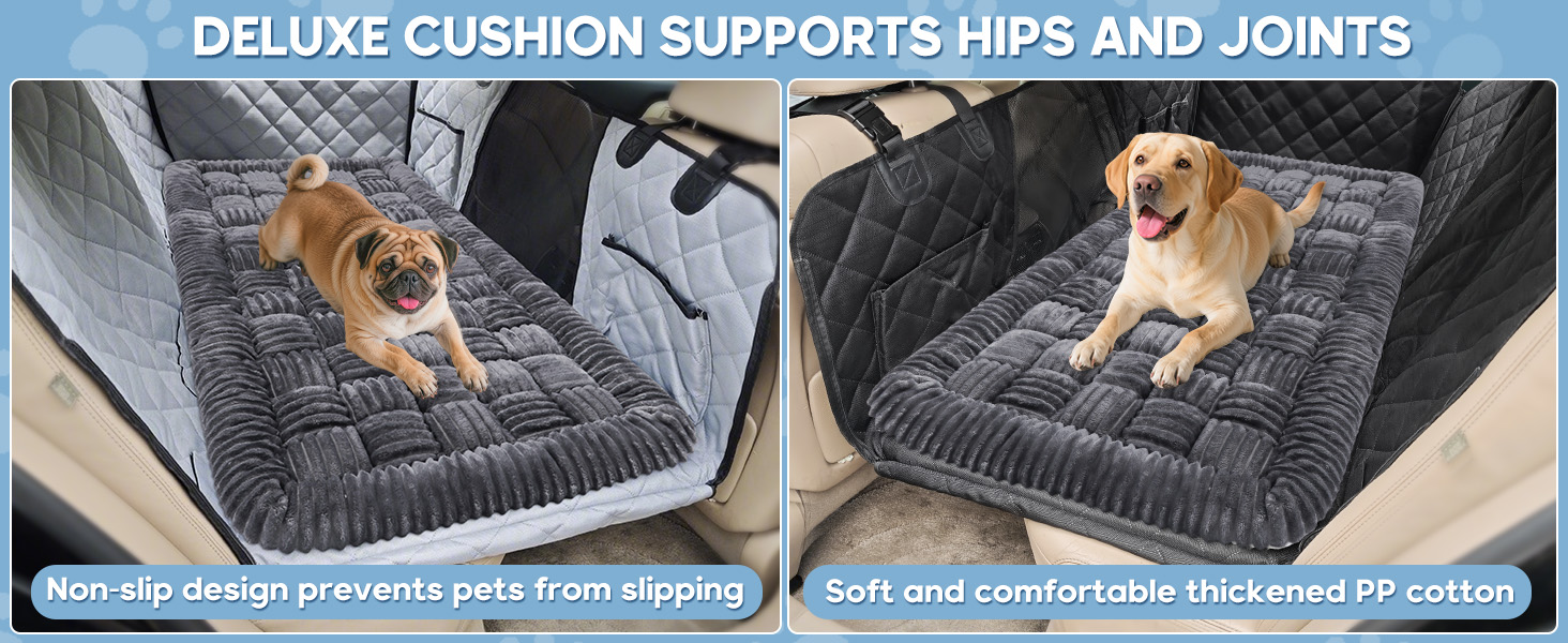 Килимок для собак у машину Loiion, захист заднього сидіння, великі породи, антиковзаюча, легко миється, зносостійкий, 127x62.5 см, темно-сірий