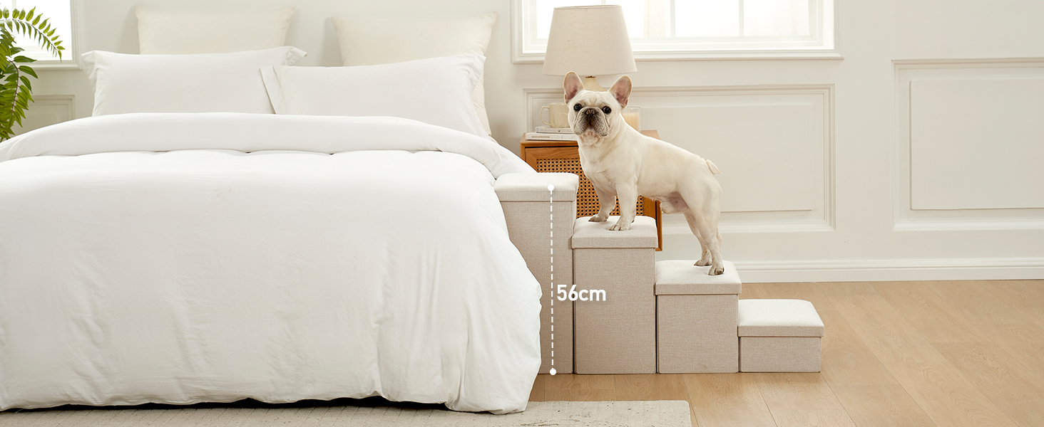 Сходинки для собак маленьких порід зі зберіганням, широкі, складані для ліжка та дивана, з неслизьким покриттям, водонепроникні (3x97x56 см), 3x97x56 см (бежевий, 4, 43x97x56 см)