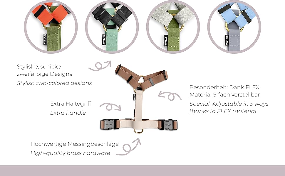 Шлейка для собак Hey Lana Outdoor Handmade, 5-рівнева регулювання, водонепроникна, для собак маленьких та великих порід, навчальна, нагрудна (Mocca/Mousse, XS/S)