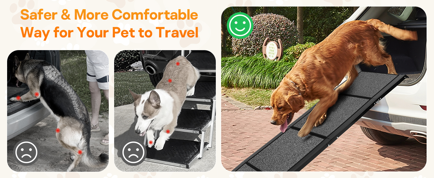 Рампа для собак до автомобіля, складана, до 115 кг, з антиковзким килимком, для вантажівок та SUV, великі та середні породи