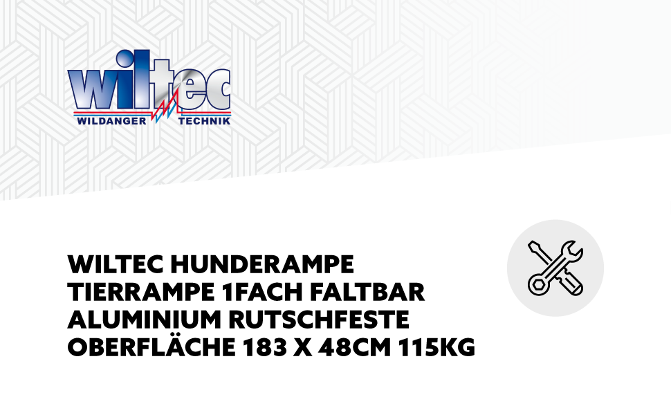 Складана алюмінієва рампа для собак Wiltec 183×49 см, нековзка, вантажопідйомність до 115 кг