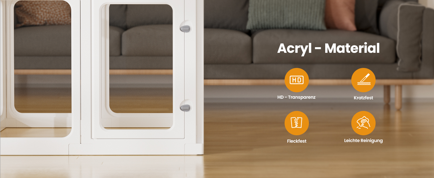 Клітка-біговий вольєр для цуценят Gardner Pet Acryl, 60 см, 8 панелей, для дому, складана, прозора, з присосками, підходить для цуценят, кроликів, котів, свиней