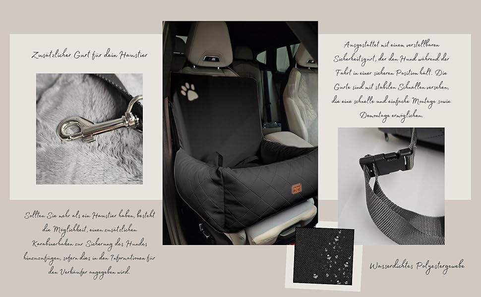 Автомобільний лежак для собак Golden Dog з кріпленням на ремінь безпеки, 73 x 56 см, колір графіт