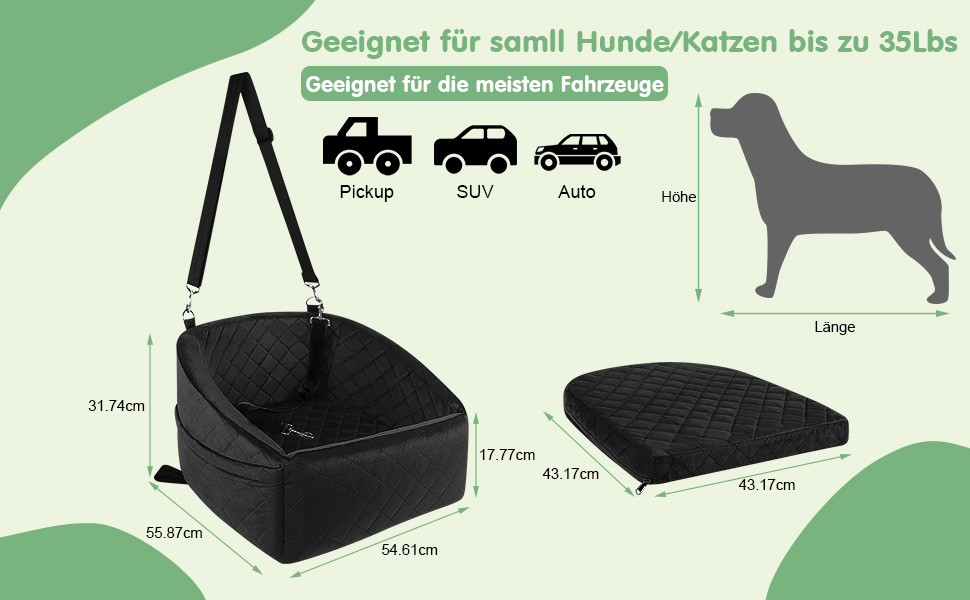 Автомобільний лежак для собак на заднє сидіння, 50x52x28 см, чорний. Лежак для собак у машину з кріпленнями, водовідштовхувальний, для малих та середніх порід