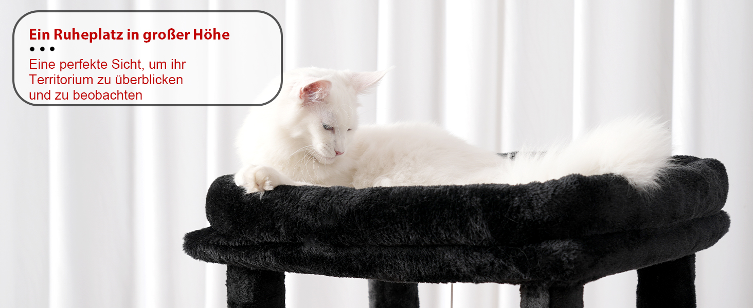 Котячий будиночок Hey-brother Kratzbaum: багатоярусний, 145 см, з лежаком, гамаком та кошиком (червоно-чорний)