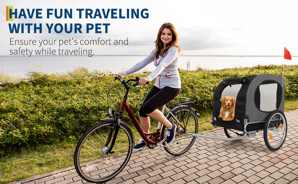 Дитячий велосипед-причеп для собак до 40 кг, червоний – з лебідкою, прапорцем, 20