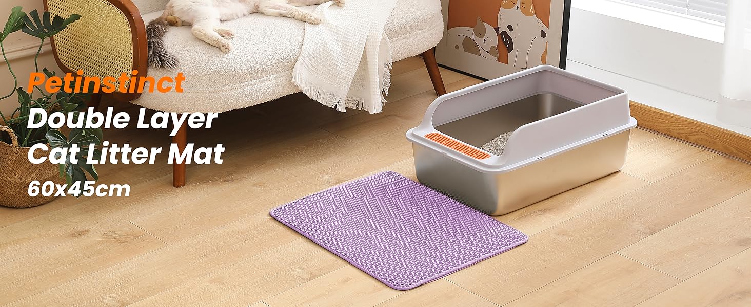 Килимок під лоток для котів Petinstinct, XXL, 60x45 см, фіолетовий