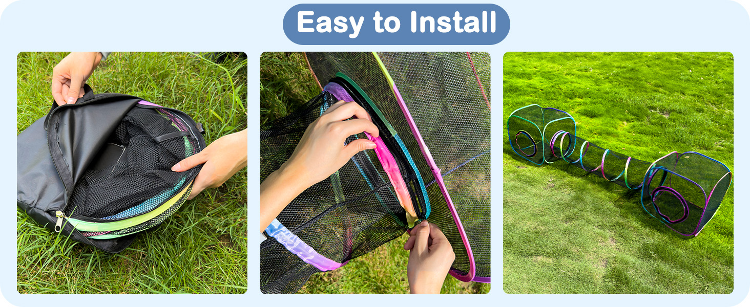 Туннель для котів Outdoor, складаний вольєр для тварин, портативний ігровий тунель, вольєр для цуценят, вольєр для котів, вольєр для собак, для внутрішнього та зовнішнього використання, з 2 іграшками-мишками