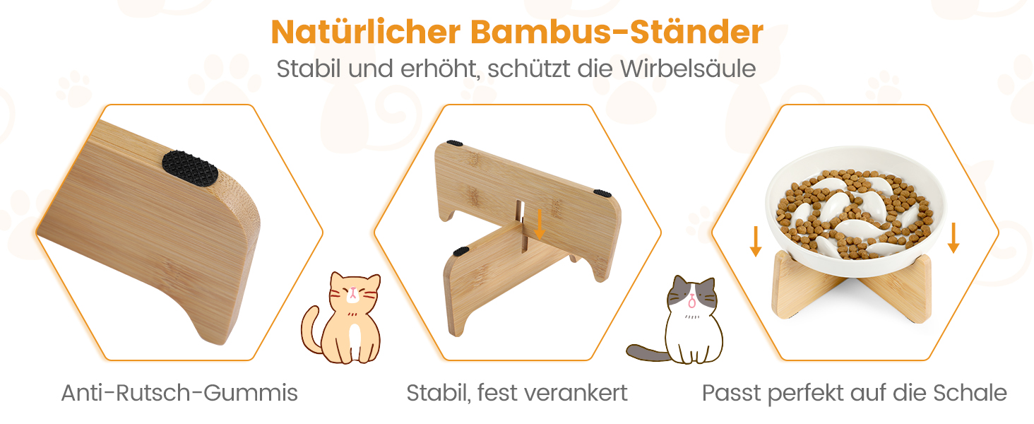 Миска для котів Happy Hachi з підняттям, керамічна, для повільного годування, протиковзаюча, для котів та маленьких собак (зелена)