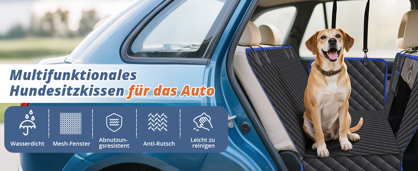 Накладка на сидіння автомобіля для собак SUPERWSLING, чорно-сіра, з захистом боків та сіткою, вологостійка, з ременями безпеки та захистом багажника