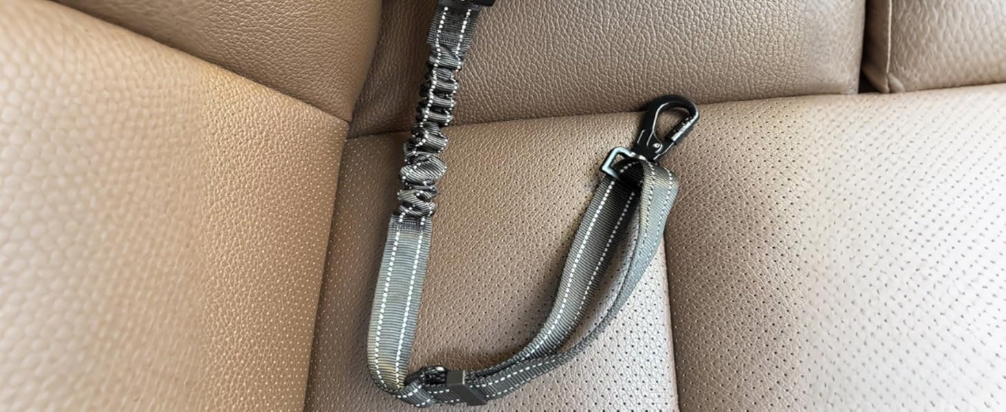 Ремінь безпеки для собак в авто: 2 шт., чорний, 60 см, з регулюванням та амортизацією