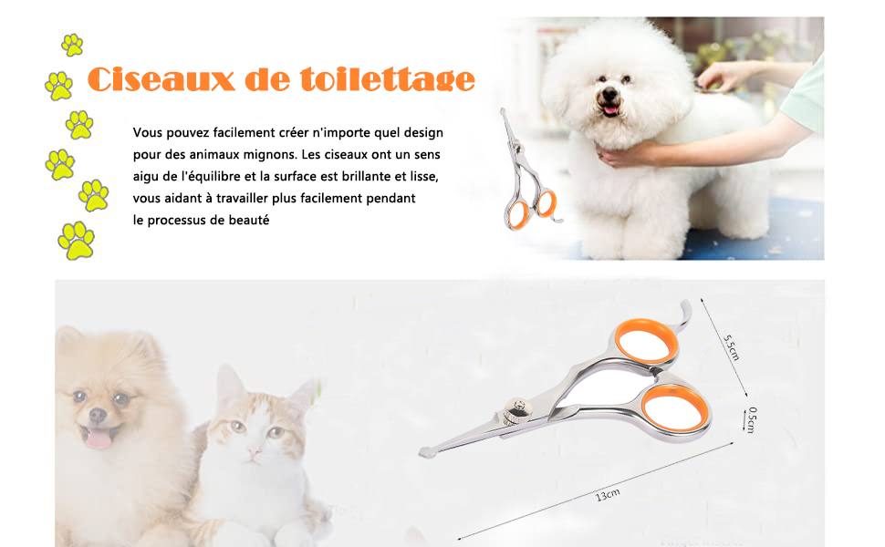 Професійна фен-ножиця для собак та котів, нержавіюча сталь, 13 × 5,5 × 0,5 см