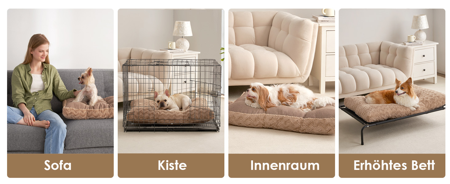 Килимок для собак великих порід EHEYCIGA, 104x68 см, XL, коричневий, з штучним хутром та льоном