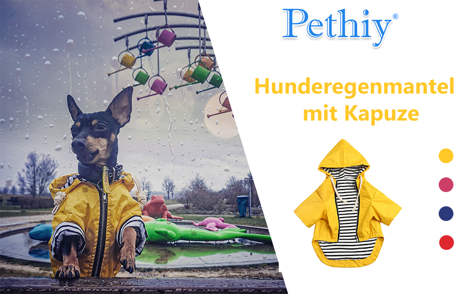 Преміум дощовик для собак Pethiy, водонепроникний дощовик з капюшоном, дощова куртка для собак, жовтий, M