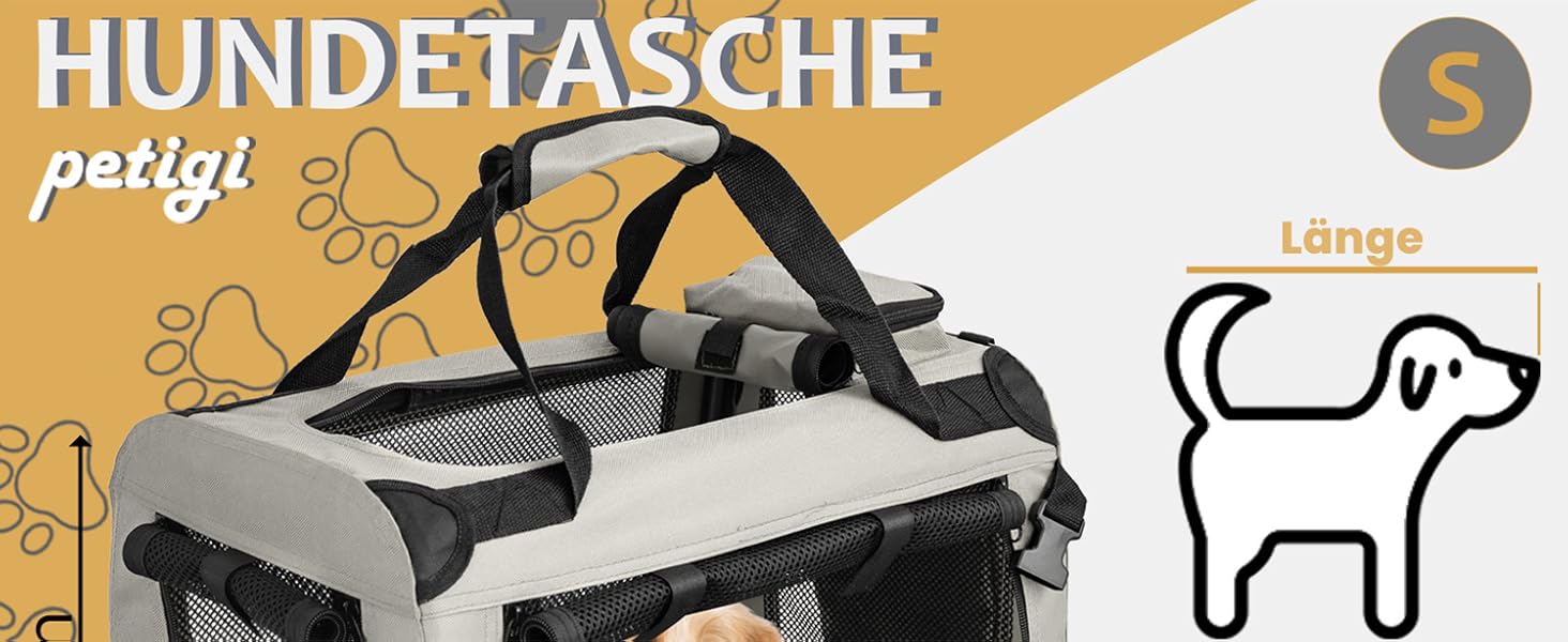 Складана переносна сумка-переноска для собак та котів Petigi (кремовий, S, 50x35x36 см)