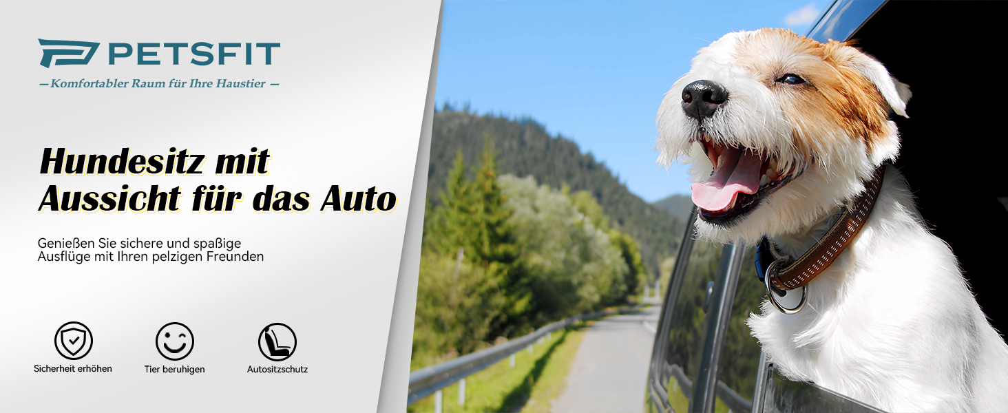 Автокрісло для собак Petsfit - чорно-жовте, для 2 маленьких собак, з ременями безпеки