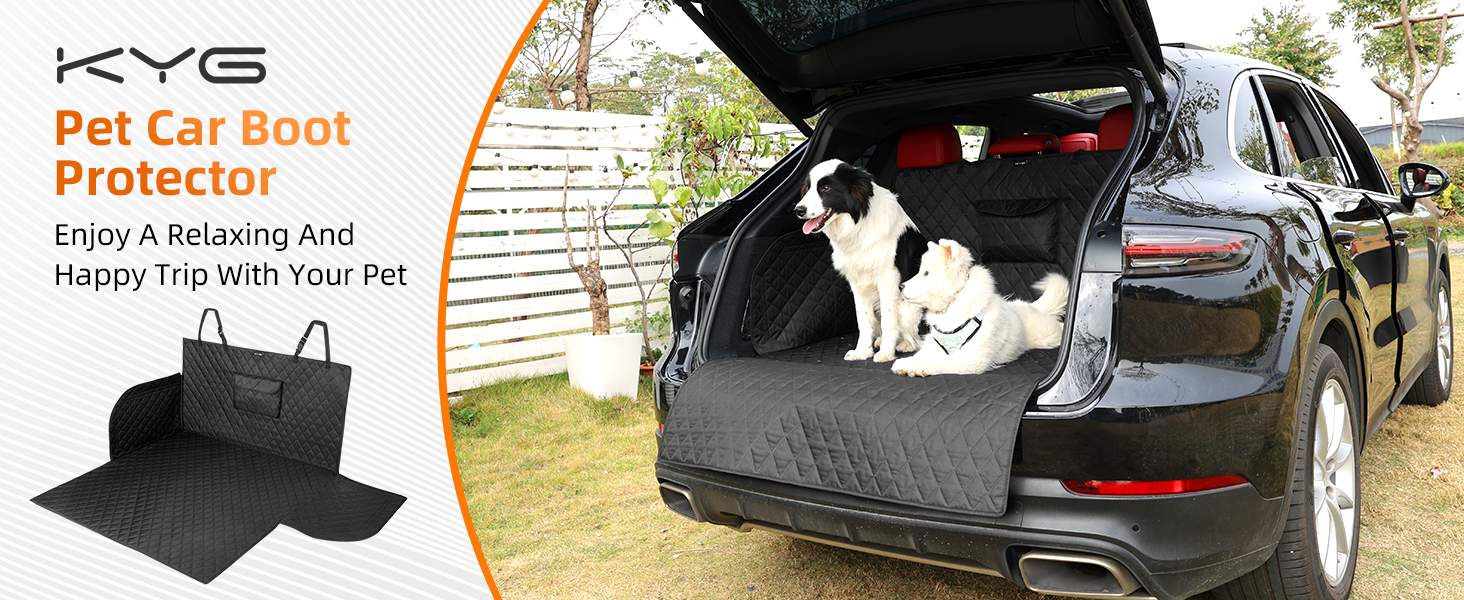 Захист для багажника автомобіля KYG для собак з неслизьким дном, захистом бокових панелей та краю завантаження, універсальний килимок для багажника, ковдра для собак в авто, водонепроникний та стійкий до подряпин 195 * 105 см (потовщений + 1 кишеня)
